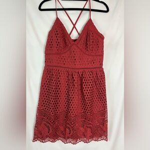 Abercrombie & Fitch Red Eyelet Mini Dress